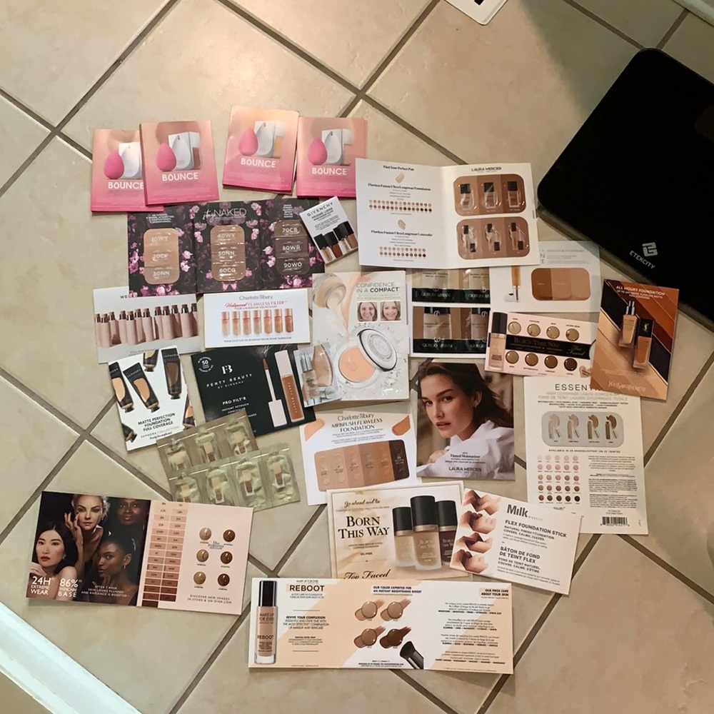 Several foundation and concealer sample cards from Sephora. Unused. $12